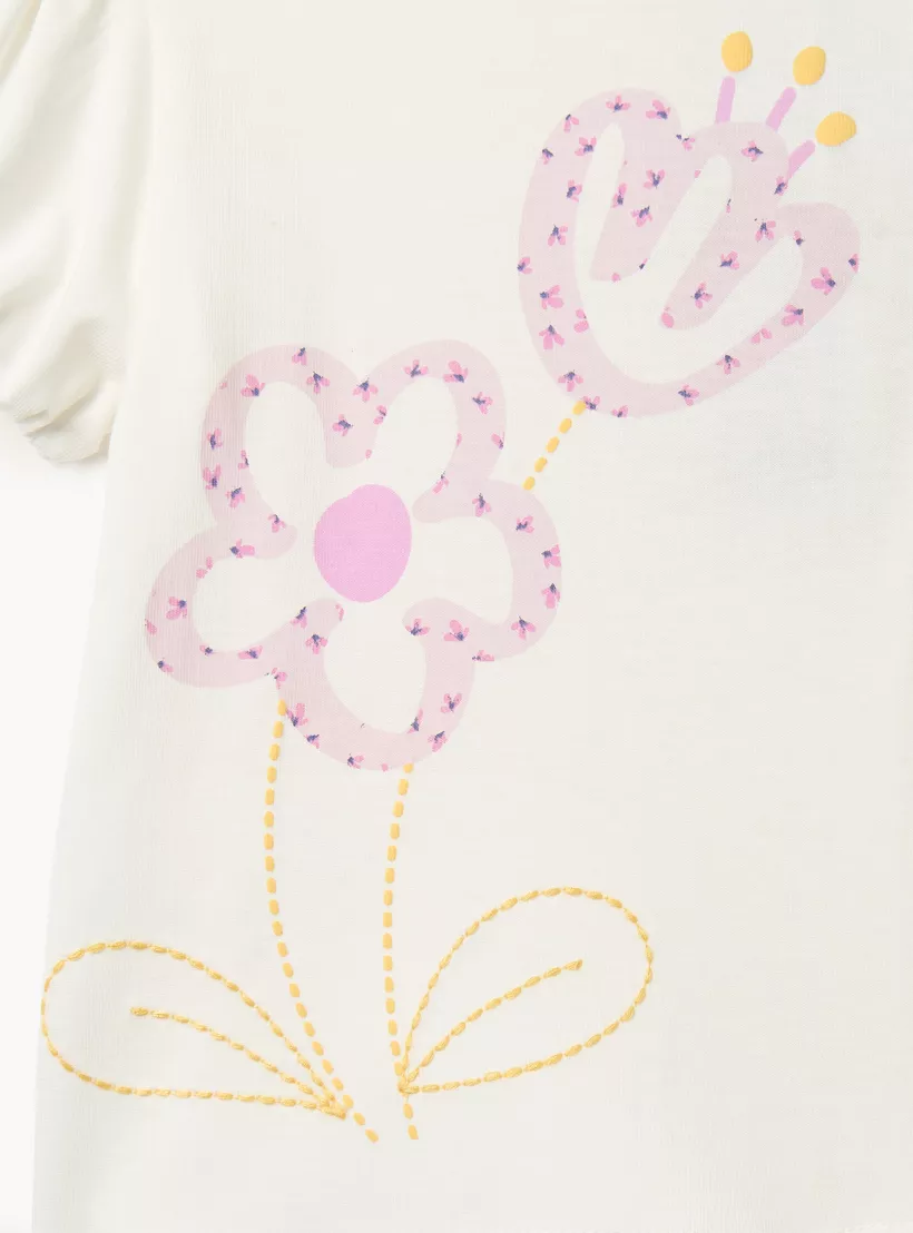 Juniors Printed T-shirt with Short Sleeves-4