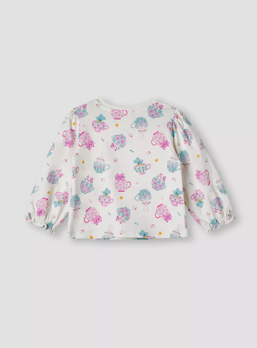 Juniors Printed Top with Long Sleeves-2