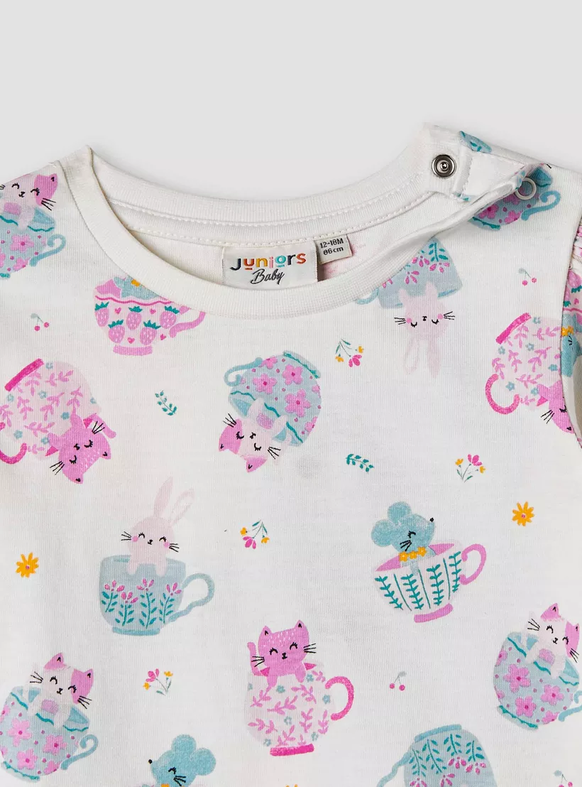 Juniors Printed Top with Long Sleeves-3