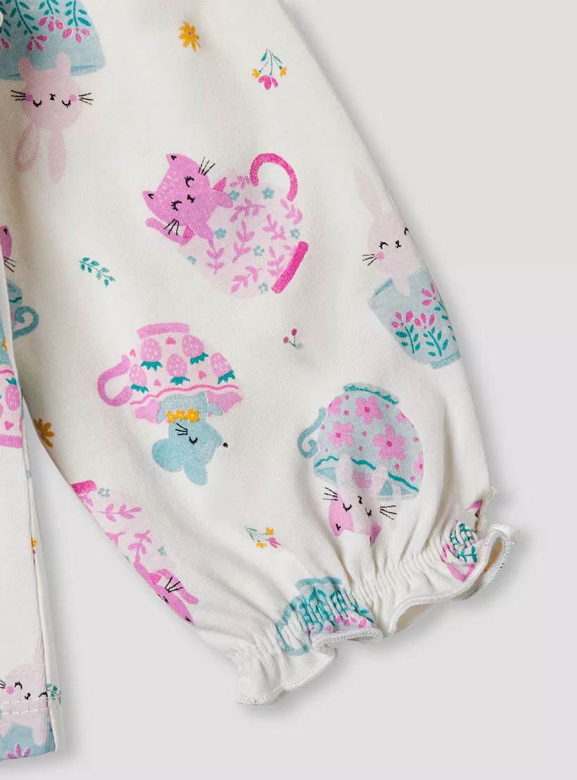 Juniors Printed Top with Long Sleeves-4