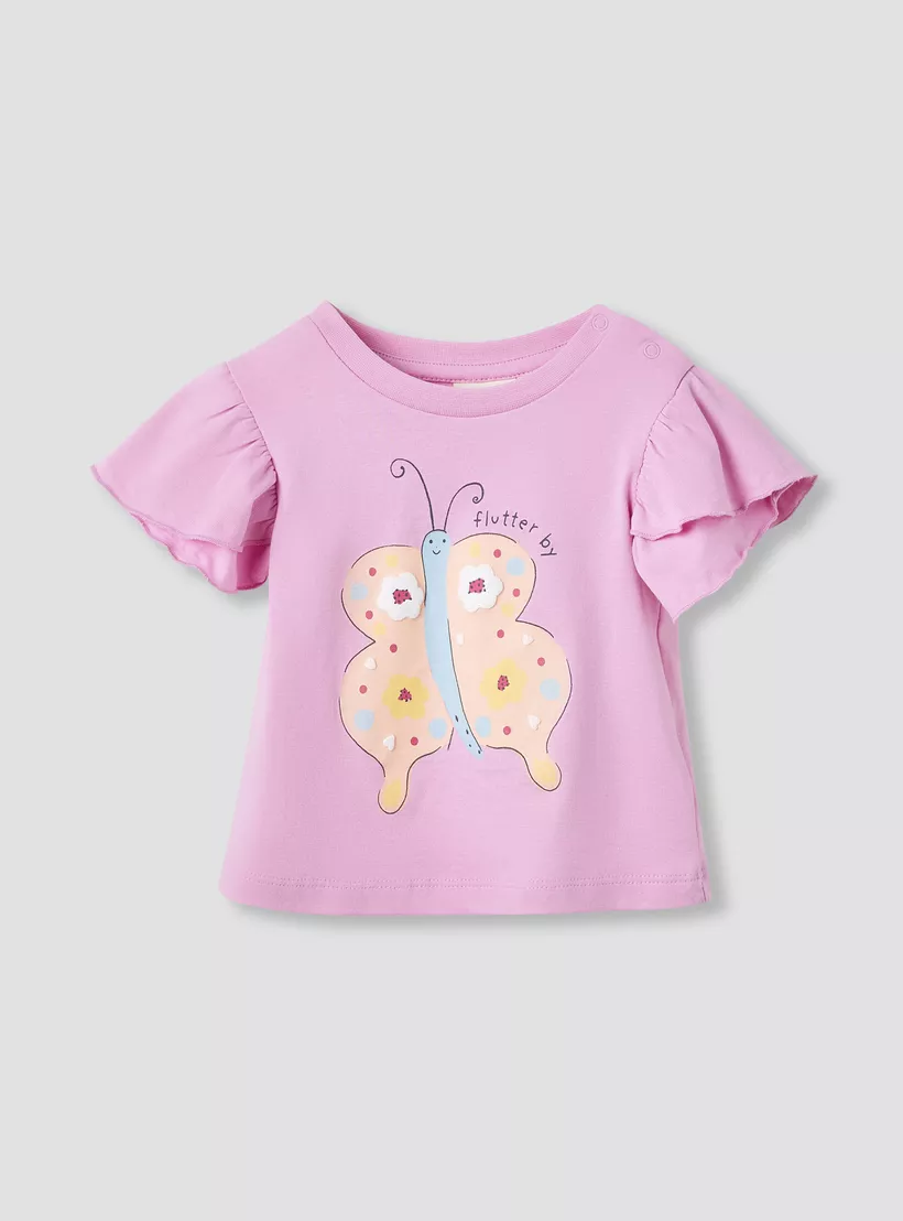 Juniors Printed Top with Ruffle Sleeves - Set of 2-2