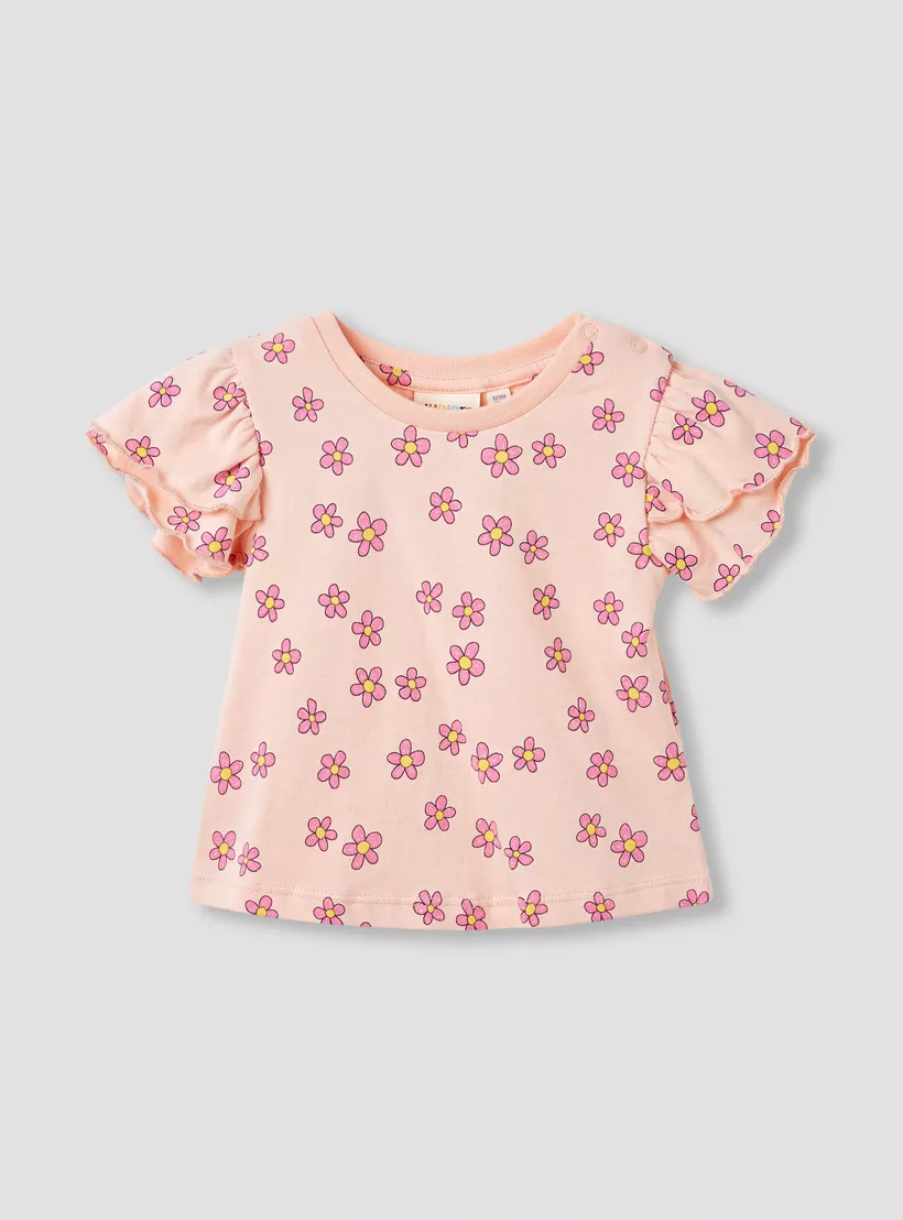 Juniors Printed Top with Ruffle Sleeves - Set of 2-3