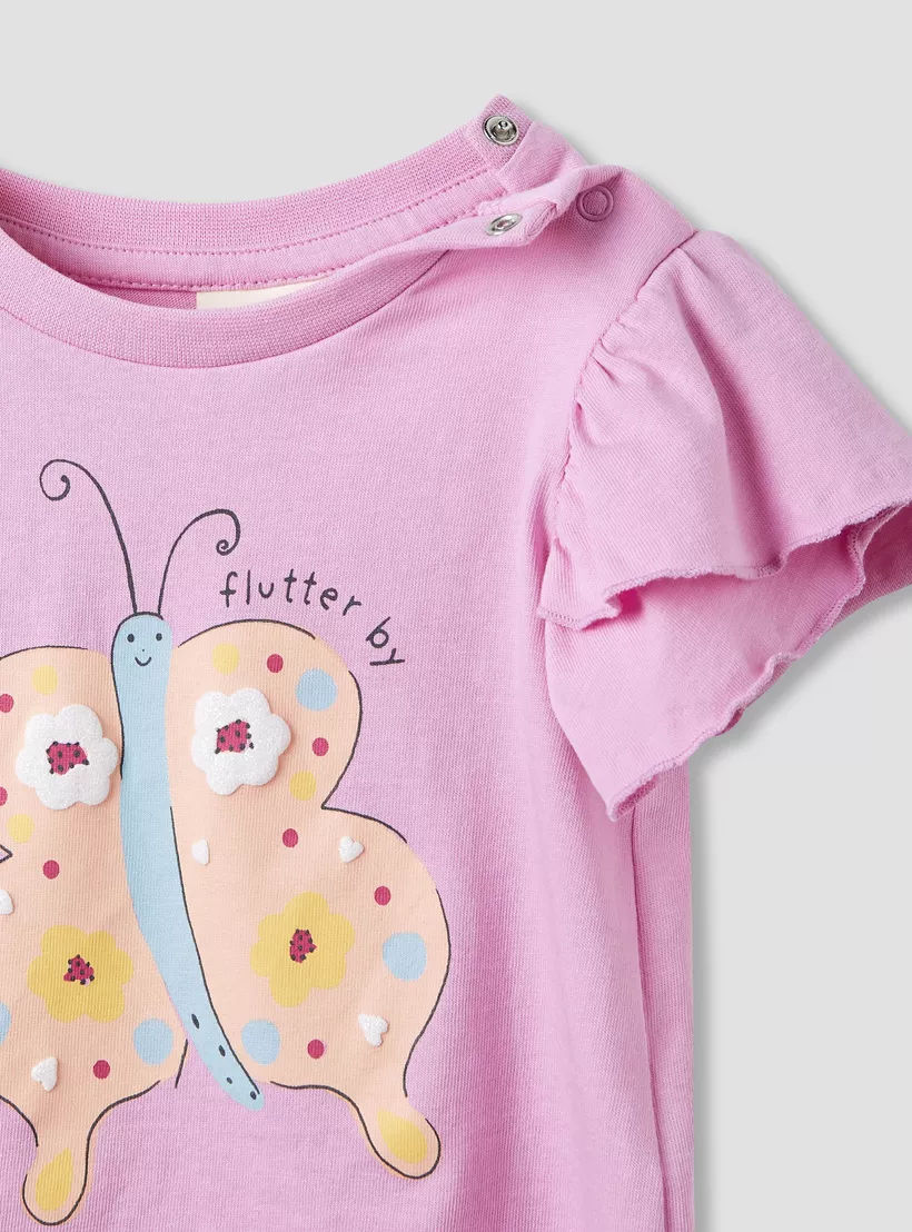 Juniors Printed Top with Ruffle Sleeves - Set of 2-4