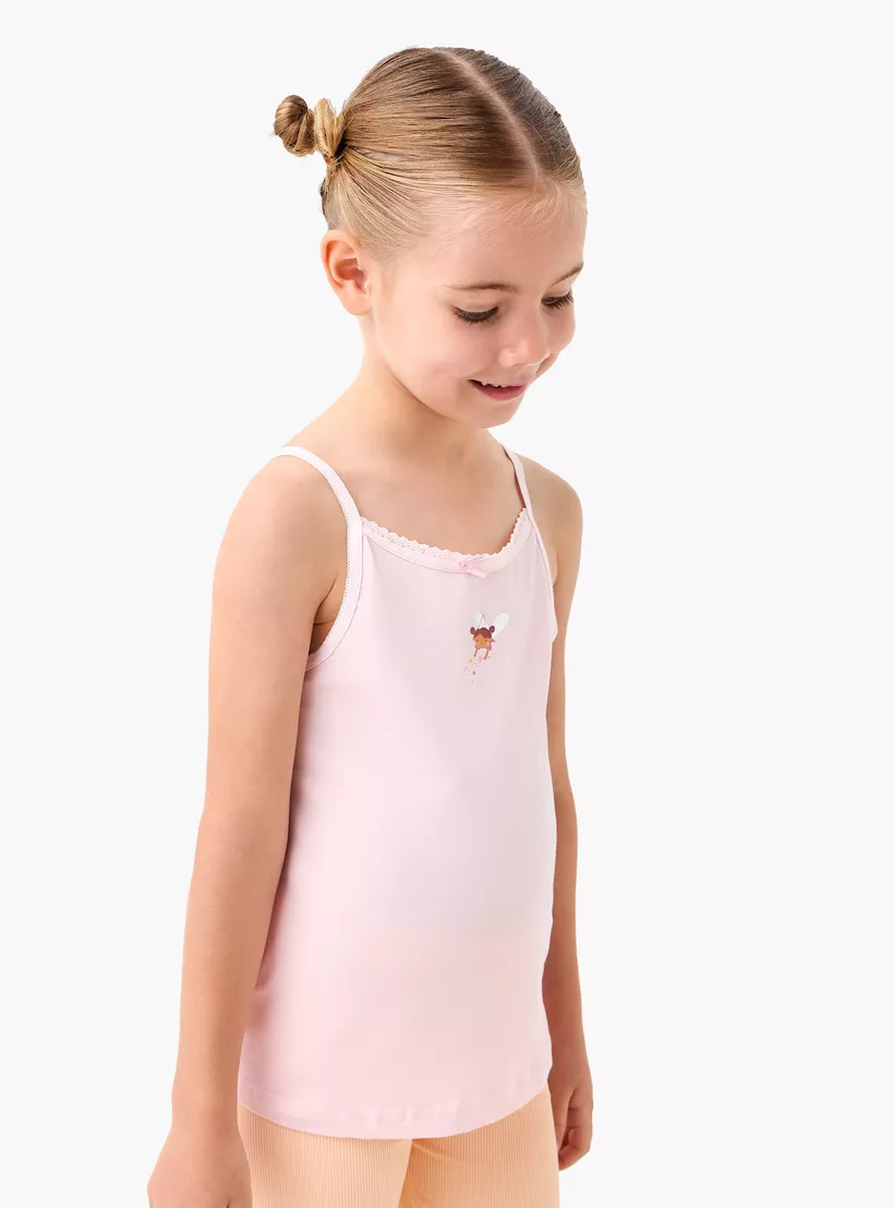Juniors Printed Vest with Bow Detail and Spaghetti Strap - Set of 3-4