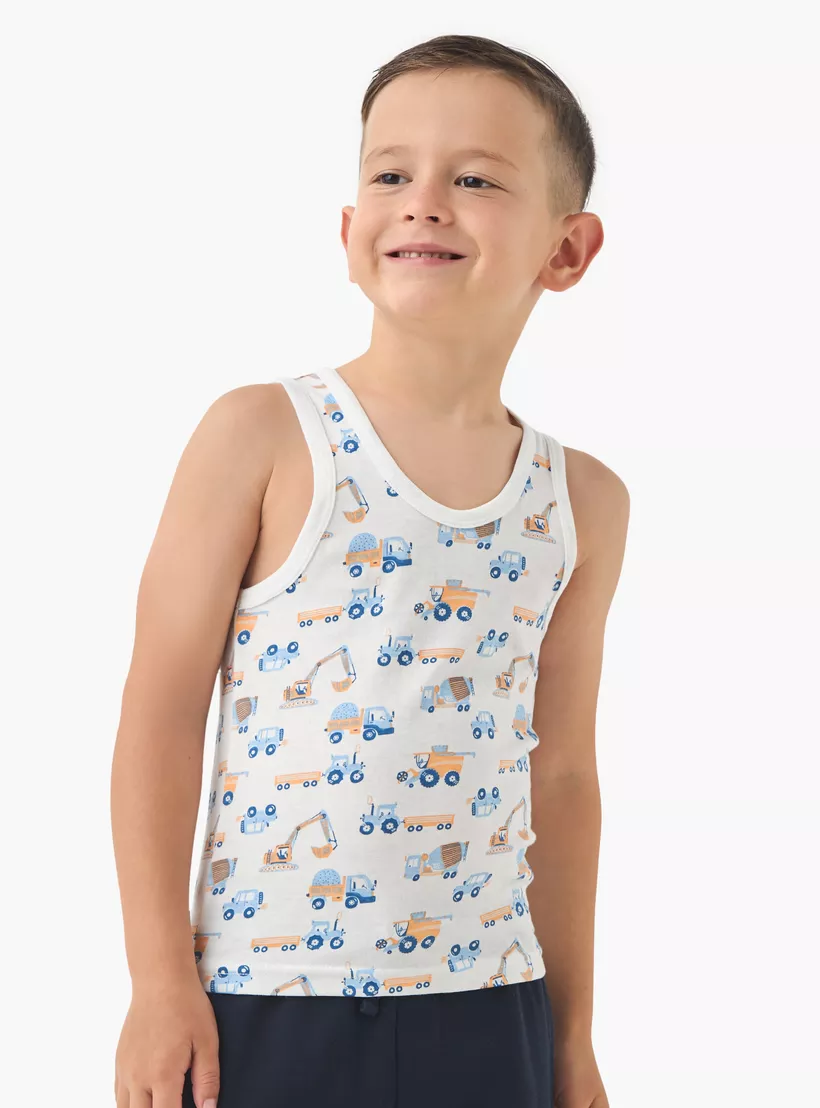Juniors Printed Vest with Round Neck - Set of 3-3