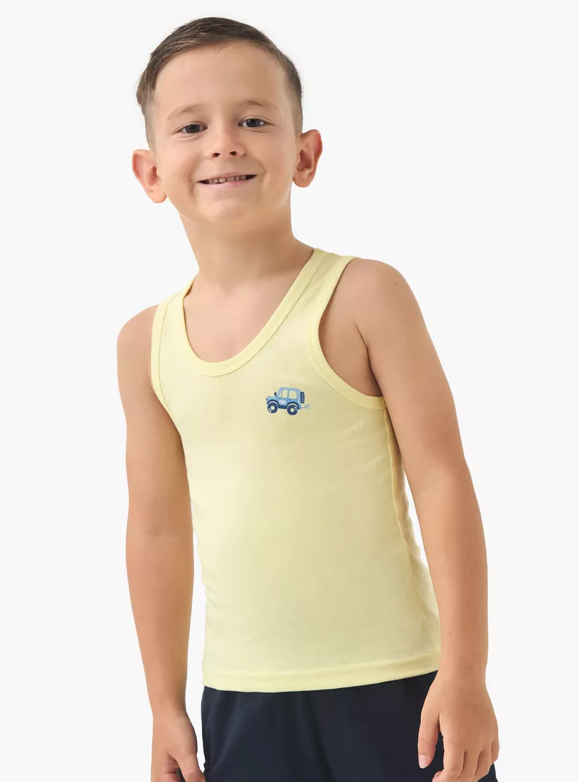Juniors Printed Vest with Round Neck - Set of 3-4