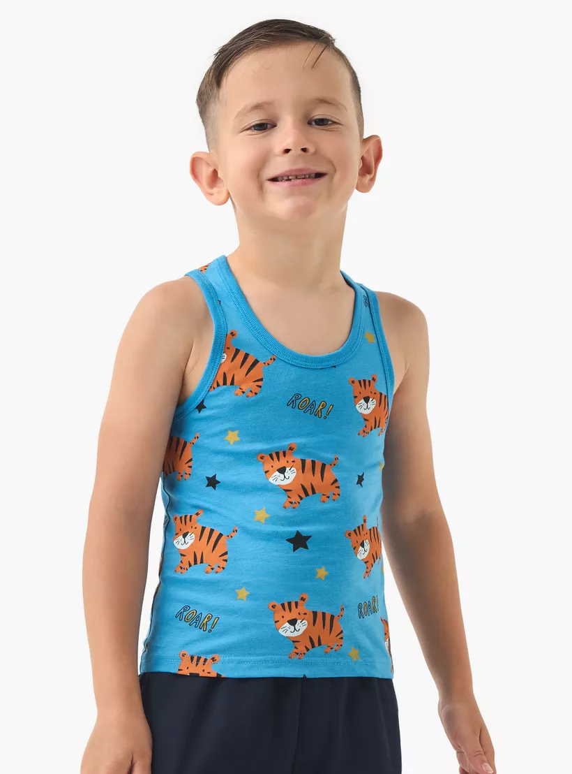 Juniors Printed Vest with Round Neck - Set of 7-2