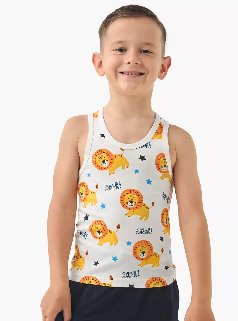 Juniors Printed Vest with Round Neck - Set of 7-5
