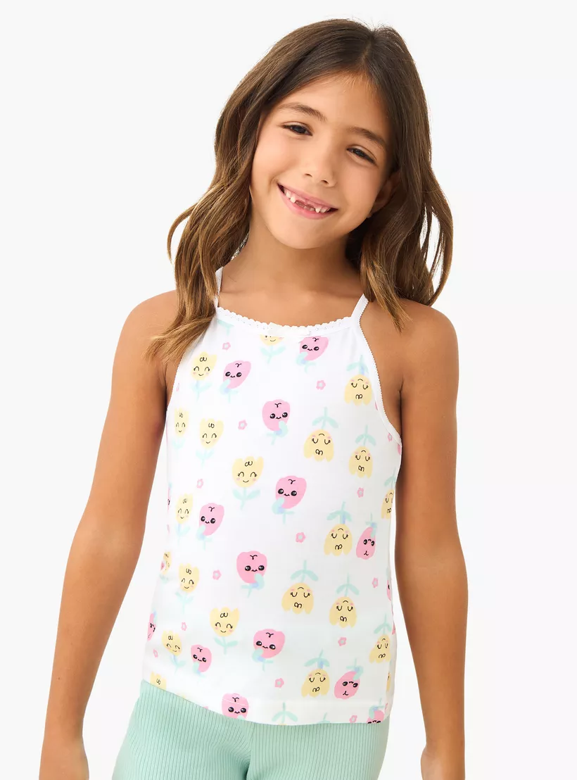 Juniors Printed Vest with Spaghetti Straps - Set of 3-4