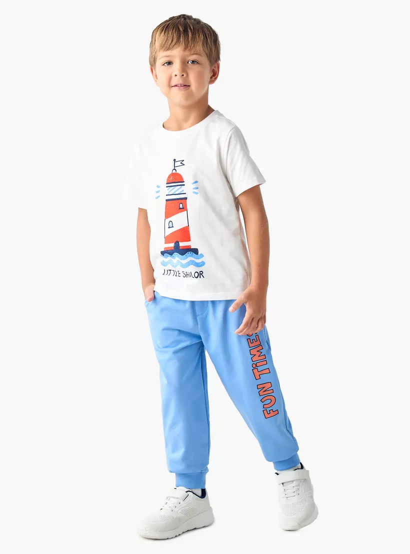 Juniors Slogan Print Jog Pants with Pockets and Drawstring Closure-6