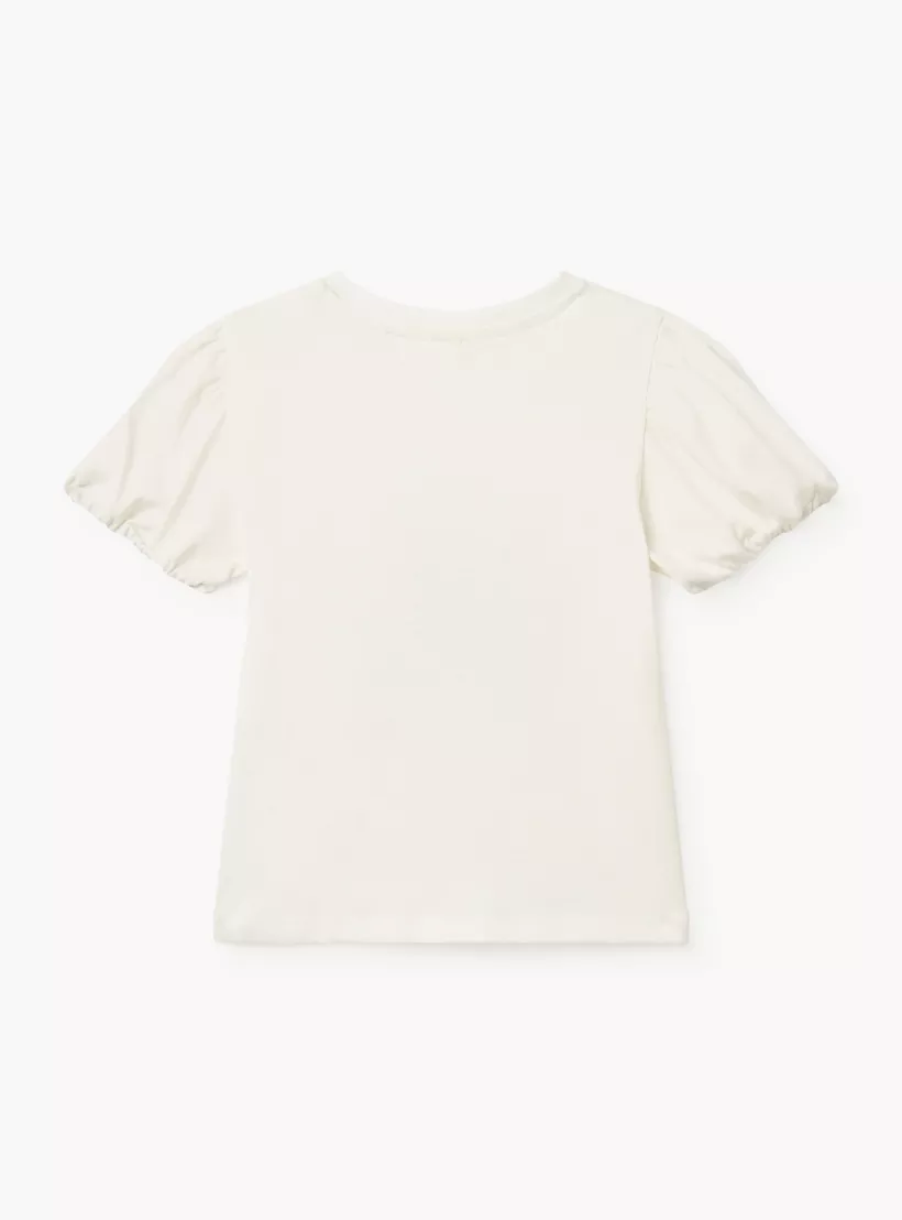 Juniors Snail Print T-shirt with Short Sleeves and Round Neck-2