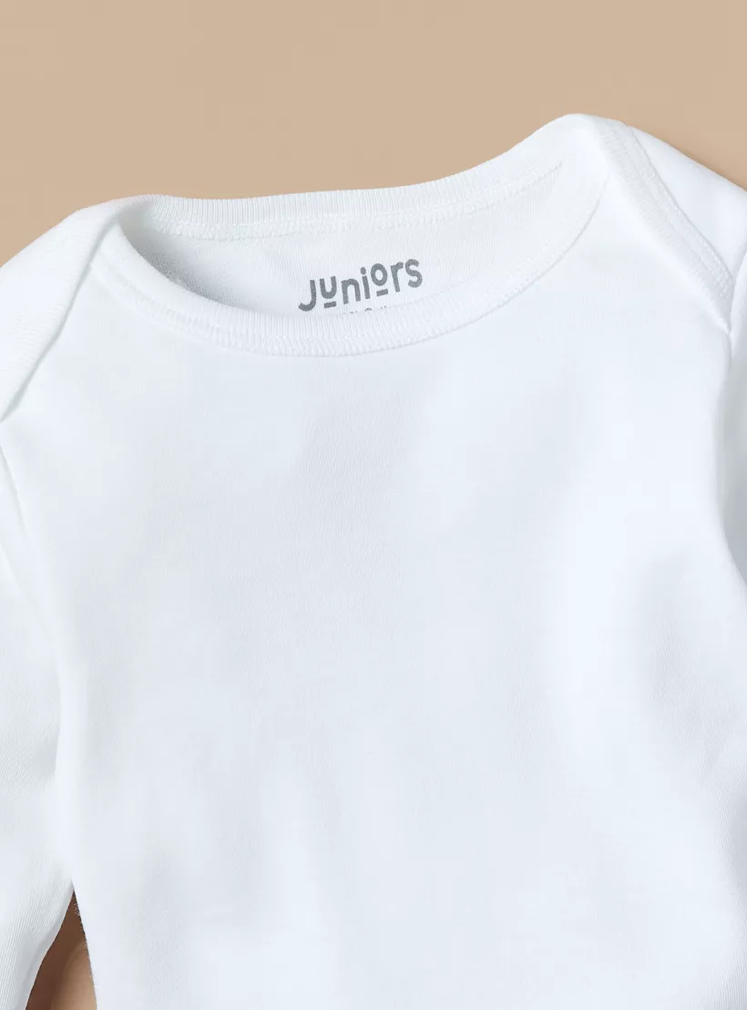 Juniors Solid Bodysuit with Round Neck and Long Sleeves-2