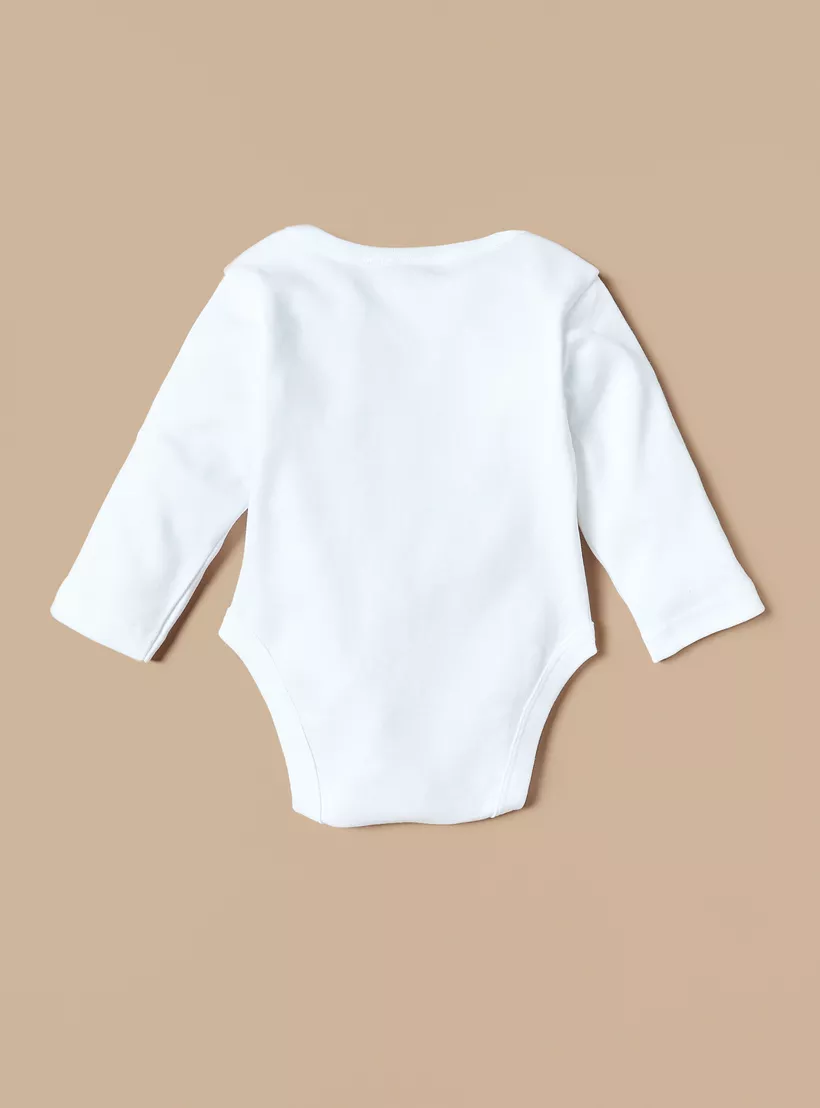 Juniors Solid Bodysuit with Round Neck and Long Sleeves-3