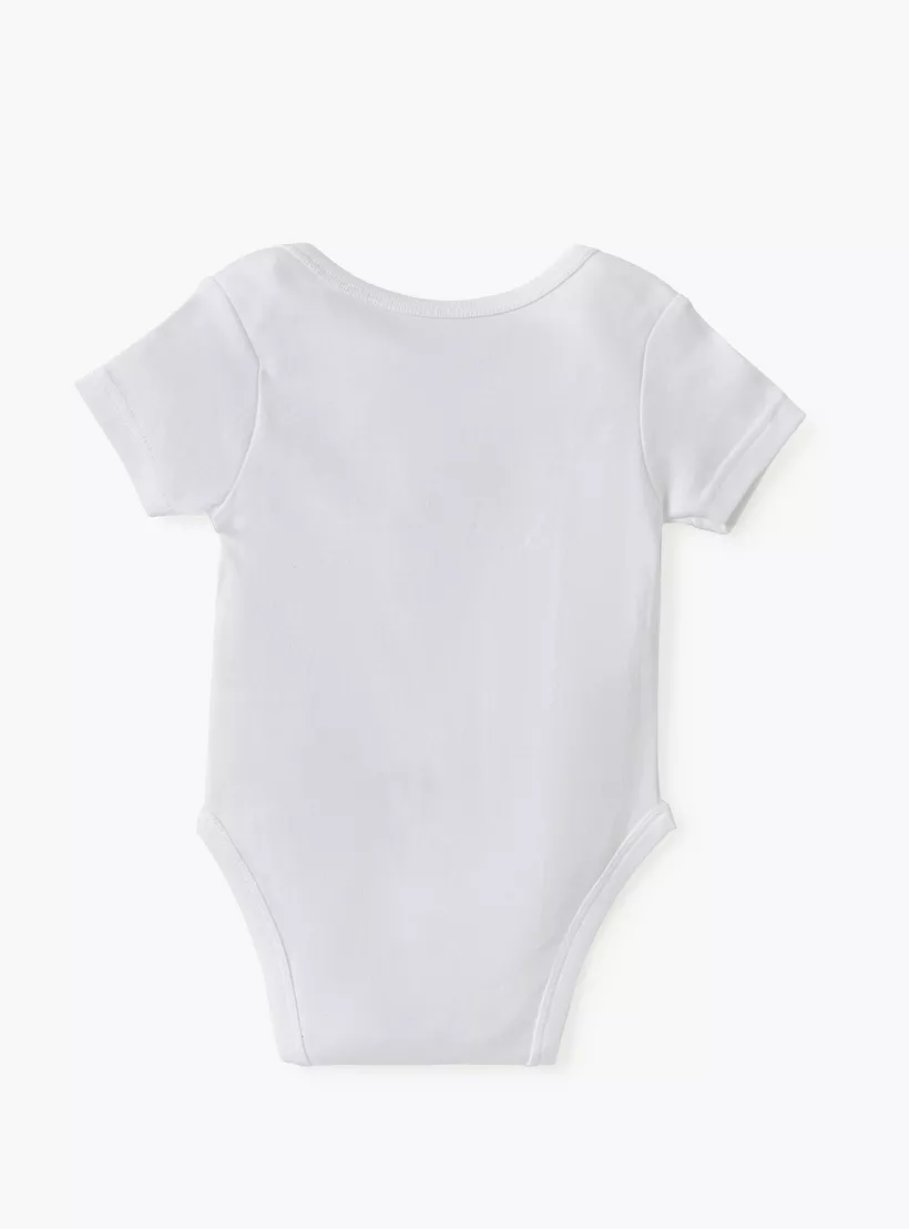 Juniors Solid Bodysuit with Round Neck and Short Sleeves-2