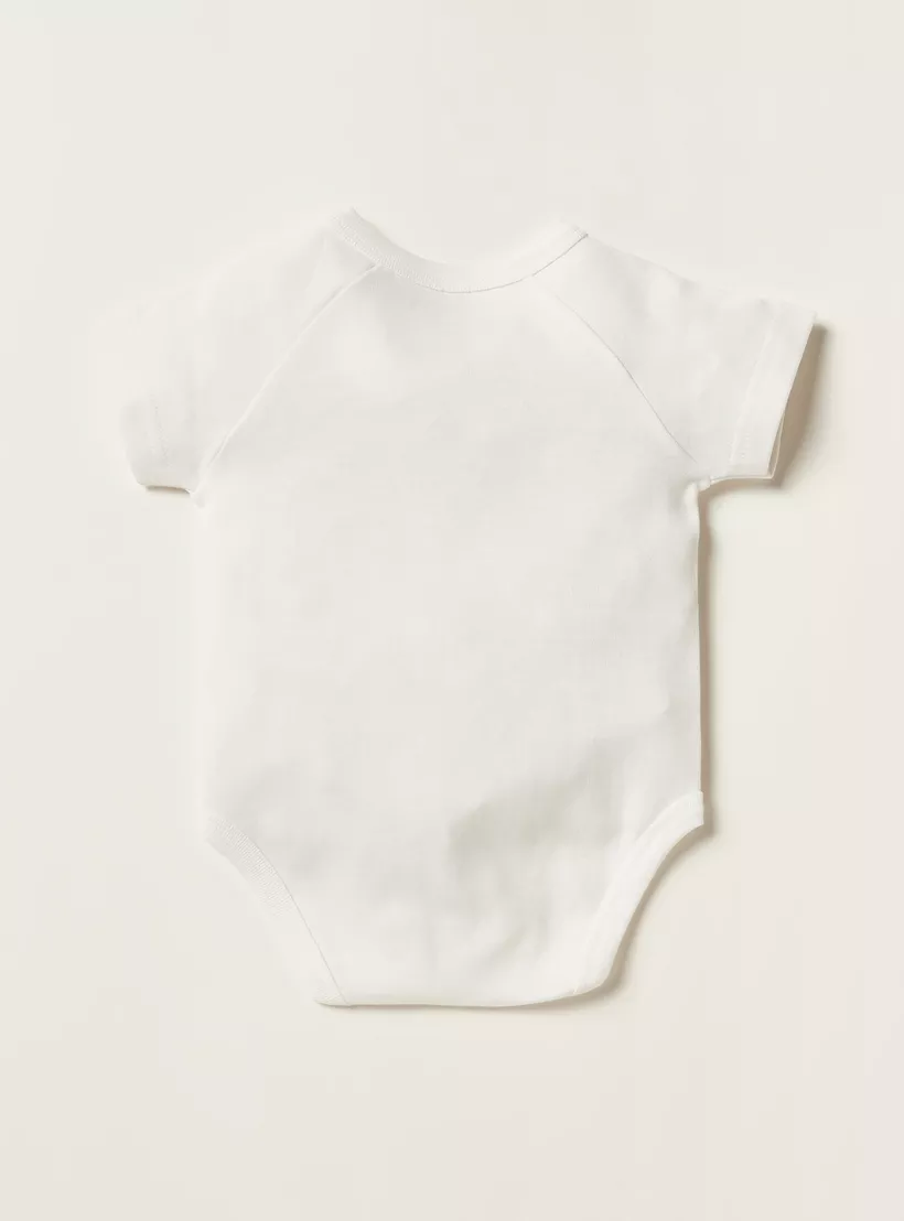 Juniors Solid Bodysuit with Round Neck and Short Sleeves-3