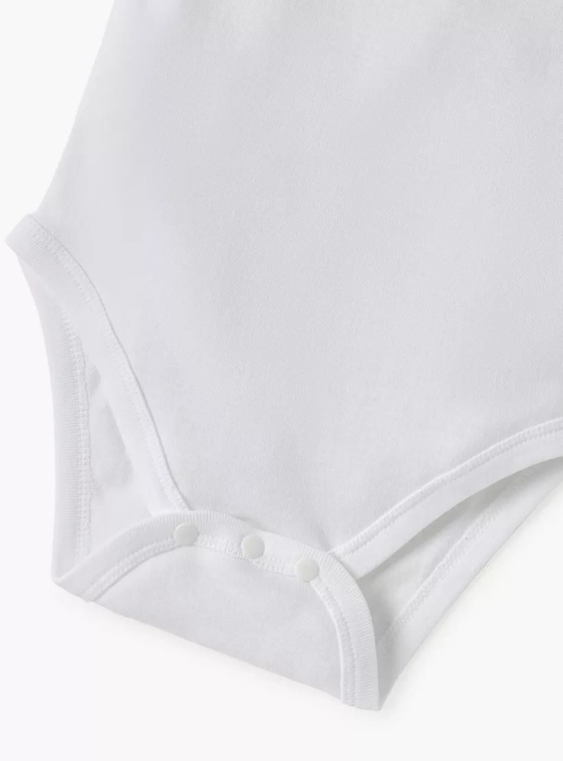 Juniors Solid Bodysuit with Round Neck and Short Sleeves-4