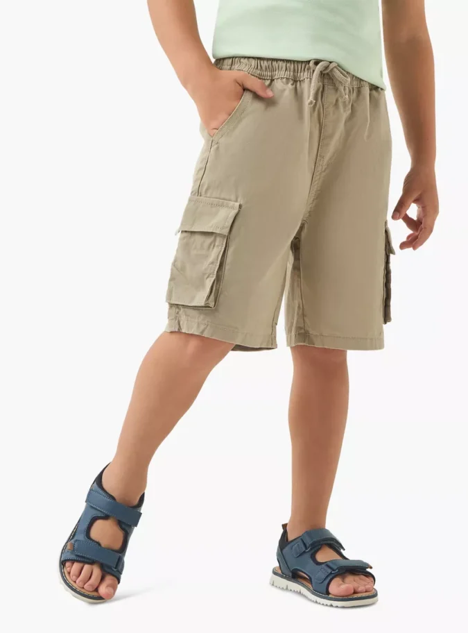 Juniors Solid Cargo Shorts with Drawstring Closure-1