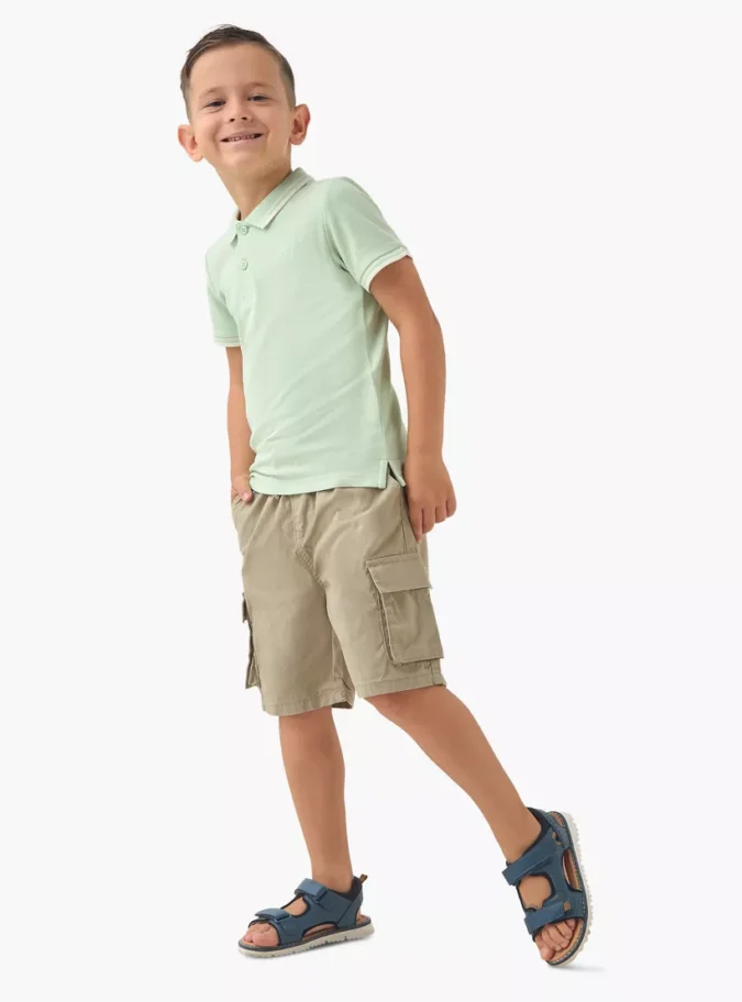Juniors Solid Cargo Shorts with Drawstring Closure-2