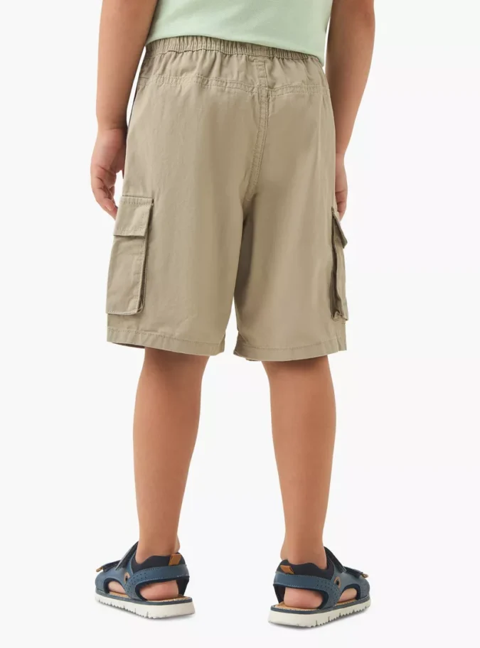 Juniors Solid Cargo Shorts with Drawstring Closure-3