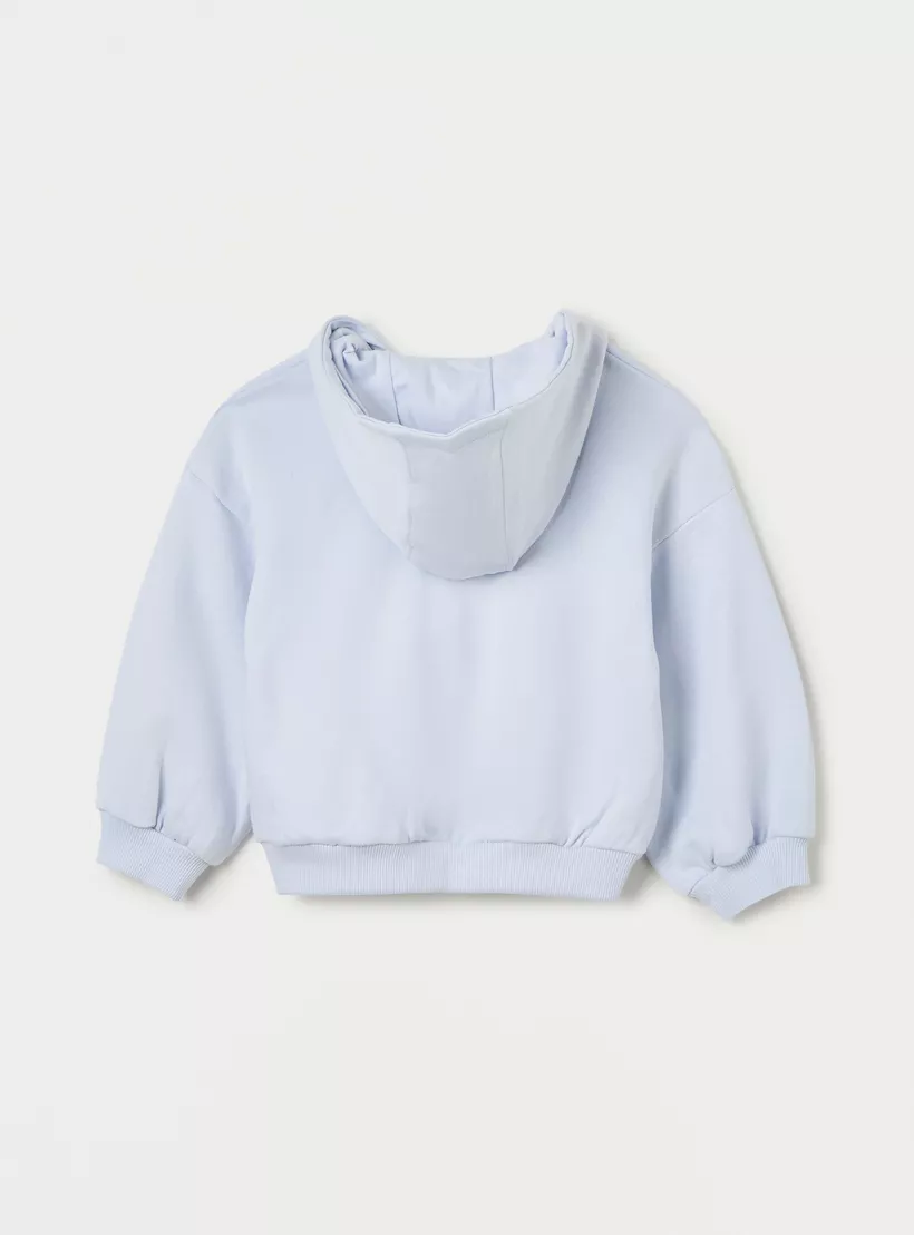 Juniors Solid Hooded Sweatshirt with Zip Closure and Long Sleeves-2