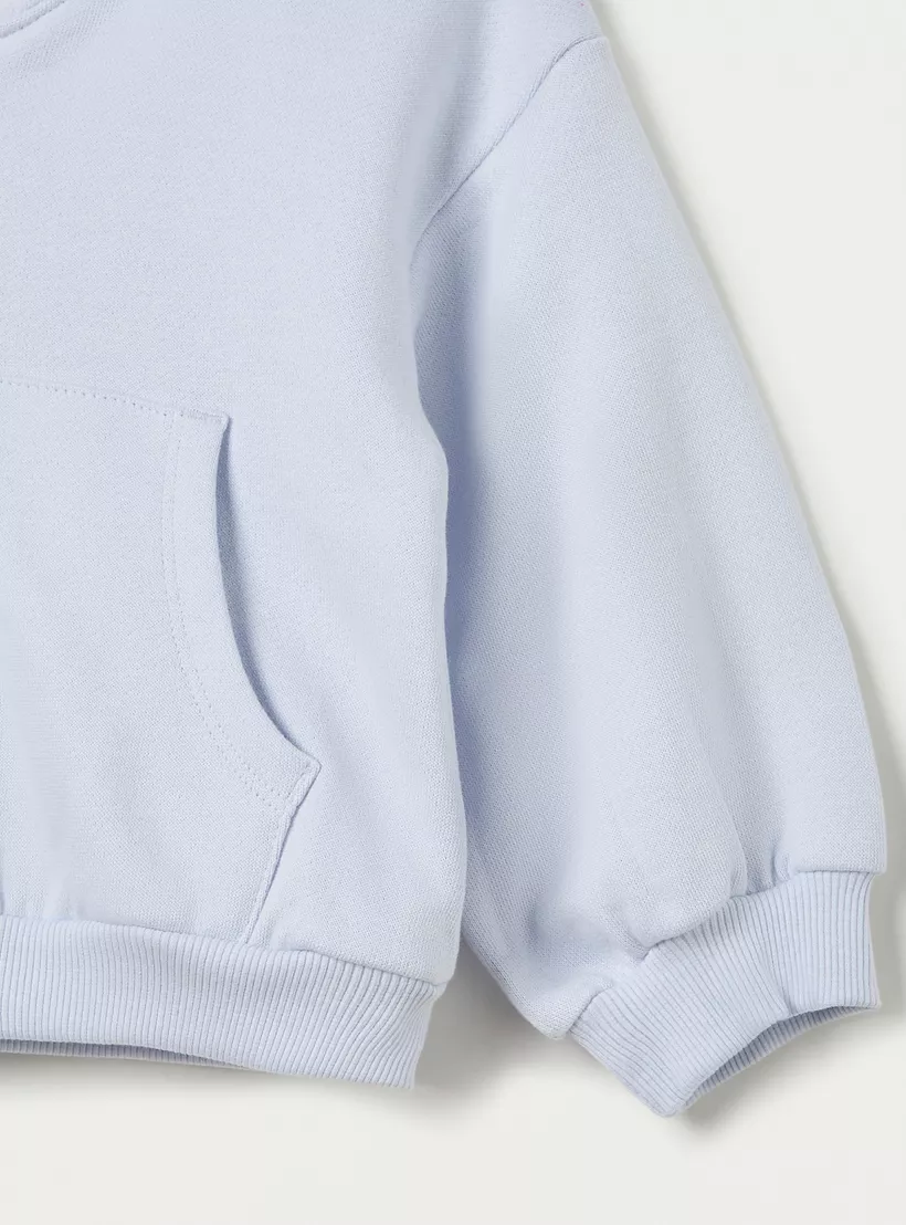 Juniors Solid Hooded Sweatshirt with Zip Closure and Long Sleeves-4