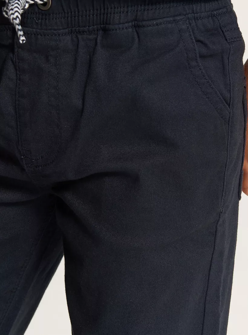 Juniors Solid Jog Pants with Drawstring Closure and Pockets-3