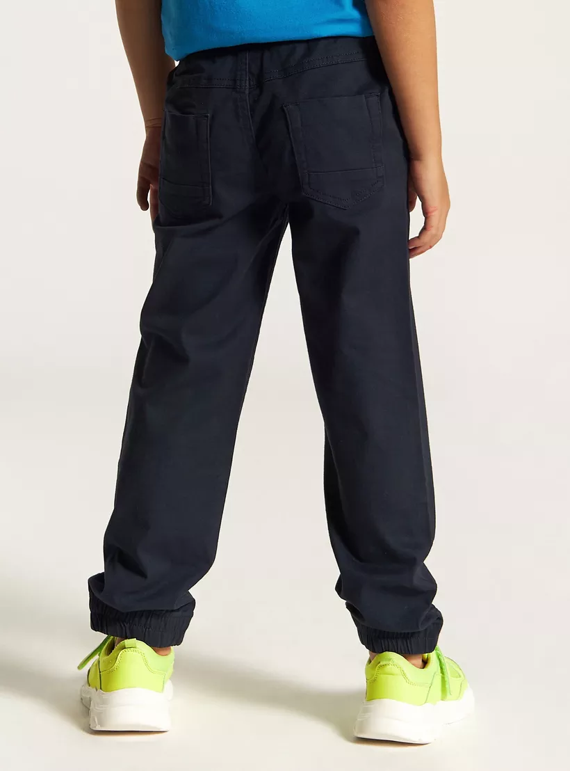 Juniors Solid Jog Pants with Drawstring Closure and Pockets-4