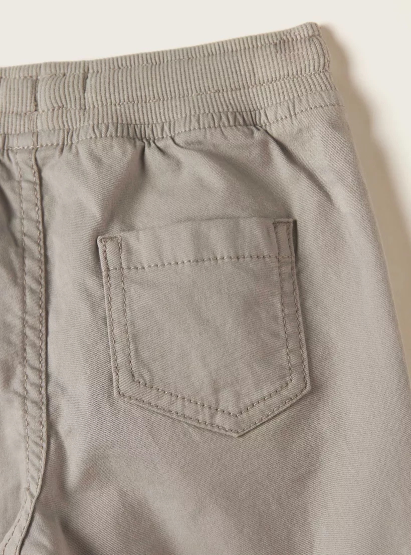 Juniors Solid Mid-Rise Pants with Drawstring Closure and Pockets-4