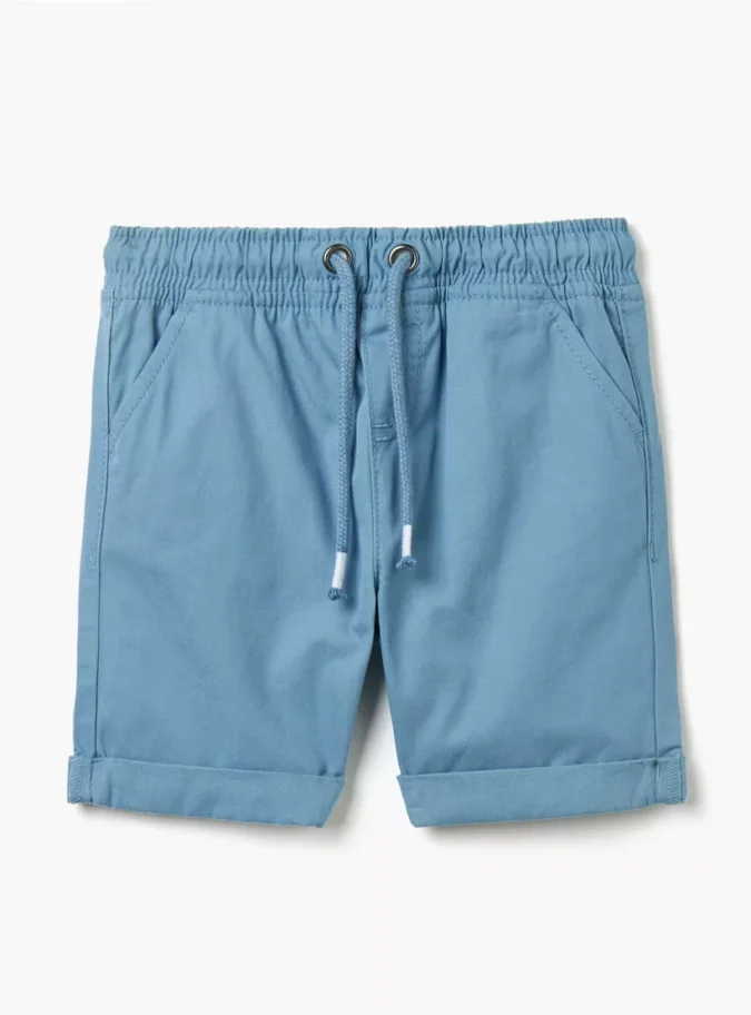 Juniors Solid Mid-Rise Shorts with Drawstring Closure and Pockets-1