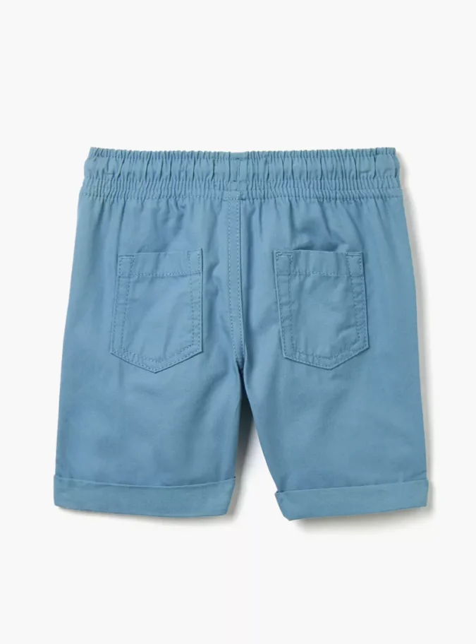 Juniors Solid Mid-Rise Shorts with Drawstring Closure and Pockets-2