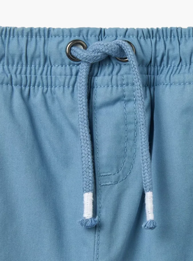 Juniors Solid Mid-Rise Shorts with Drawstring Closure and Pockets-3