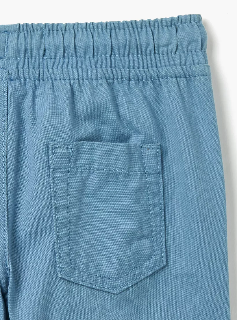 Juniors Solid Mid-Rise Shorts with Drawstring Closure and Pockets-4