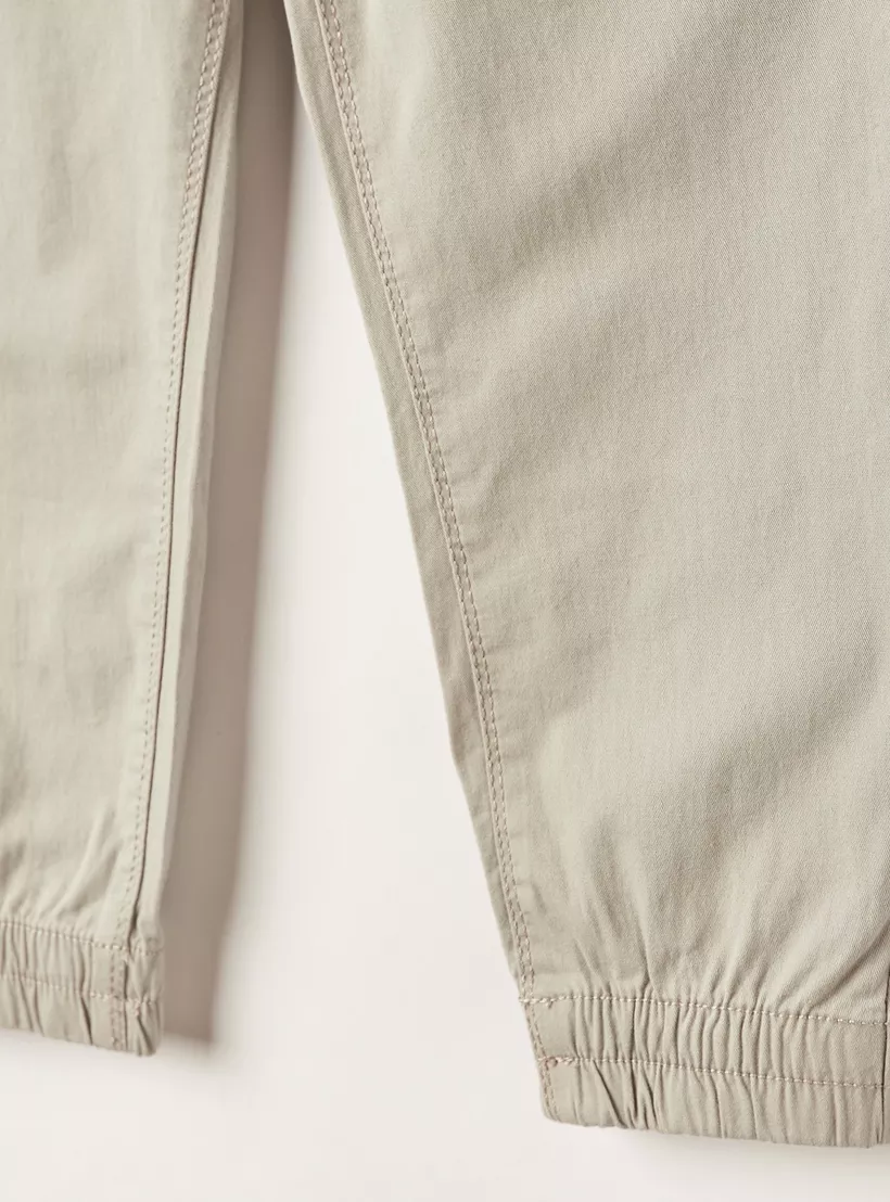 Juniors Solid Pants with Drawstring Closure and Pockets-3