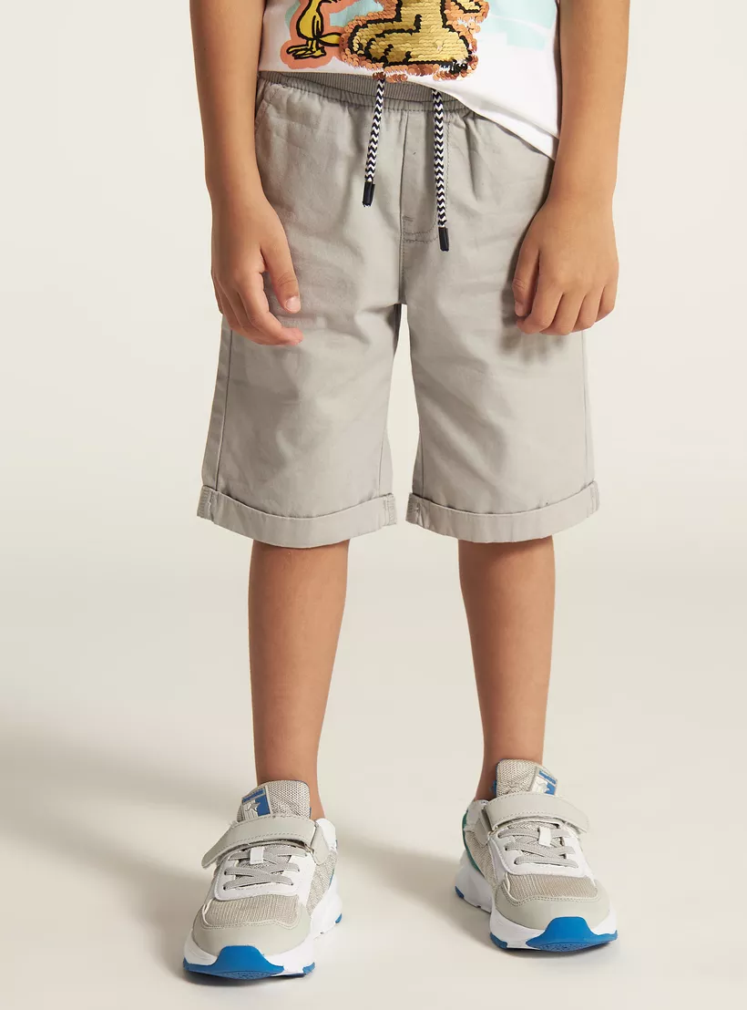 Juniors Solid Shorts with Drawstring Closure and Pockets-1