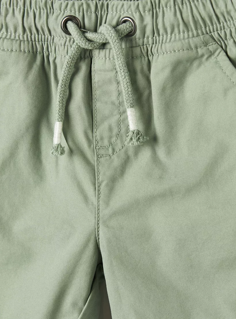 Juniors Solid Shorts with Drawstring Closure and Pockets -2