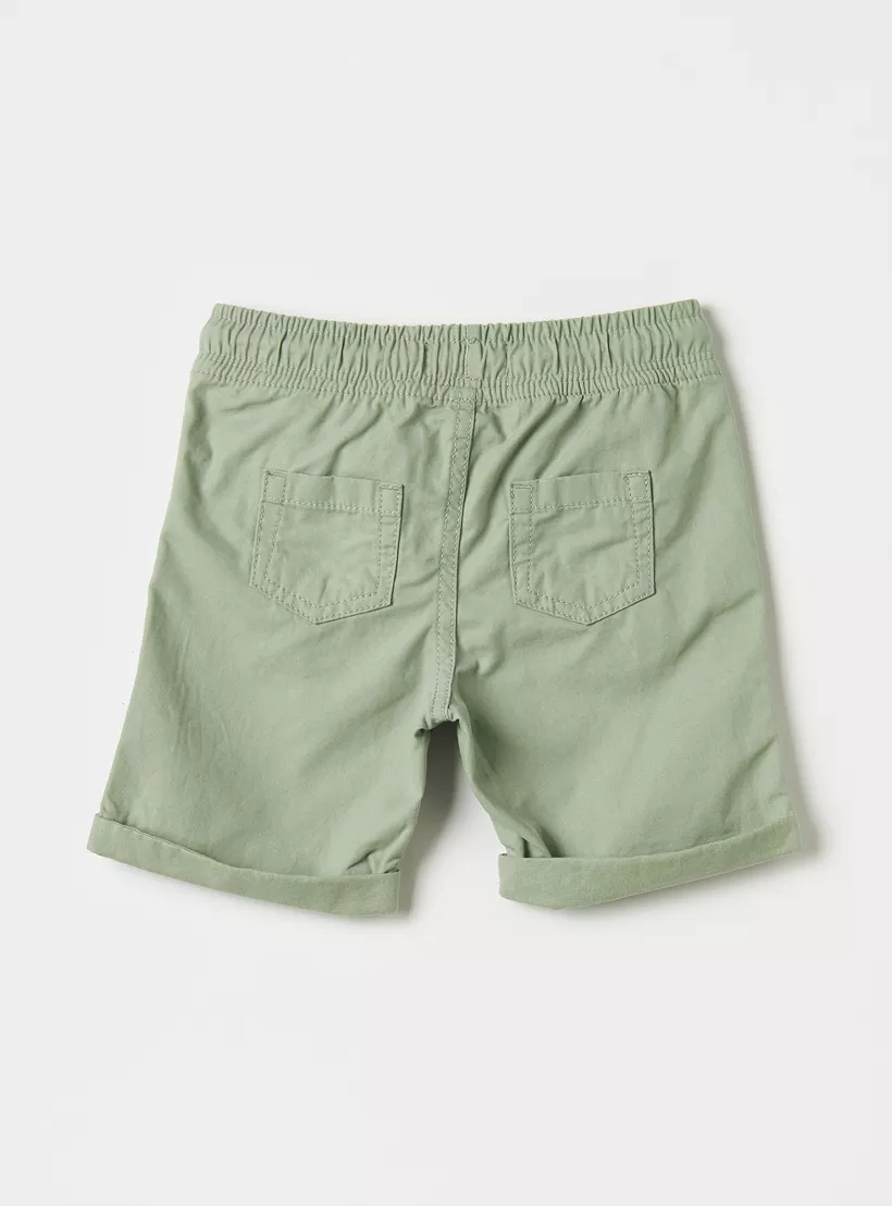 Juniors Solid Shorts with Drawstring Closure and Pockets -3
