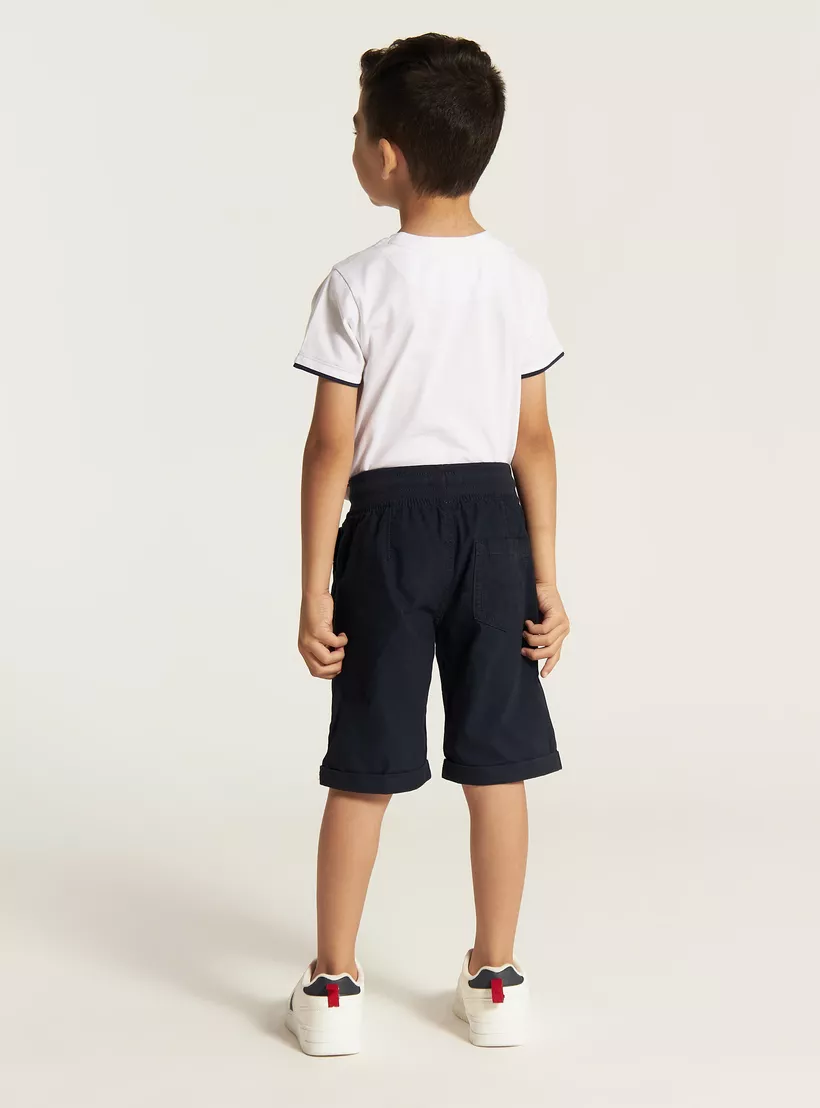 Juniors Solid Shorts with Drawstring Closure and Pockets -4