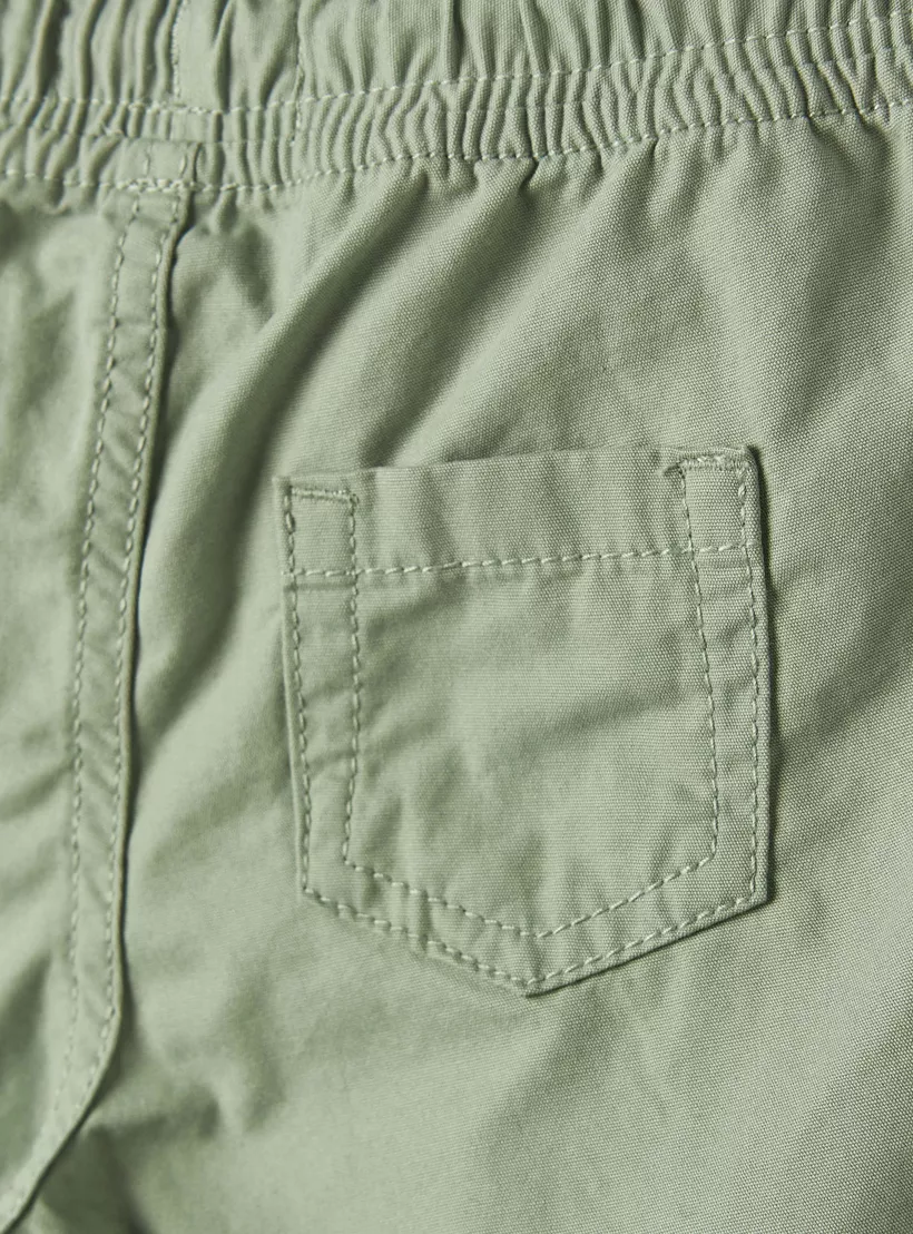 Juniors Solid Shorts with Drawstring Closure and Pockets -4