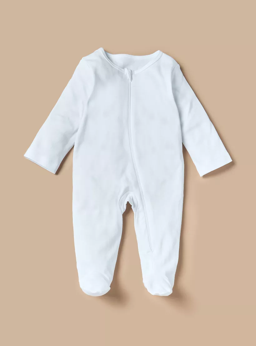 Juniors Solid Sleepsuit with Long Sleeves and Zip Closure - Set of 7-2