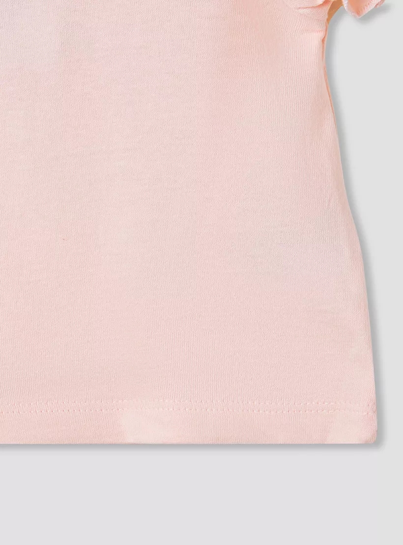Juniors Solid T-shirt with Puff Sleeves-4