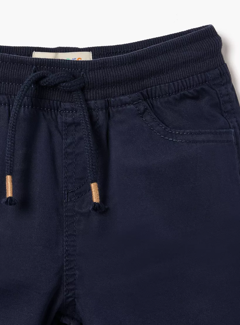 Juniors Solid Trousers with Drawstring Closure-3