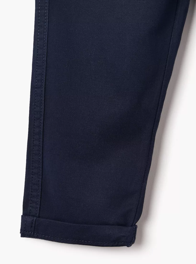 Juniors Solid Trousers with Drawstring Closure-4