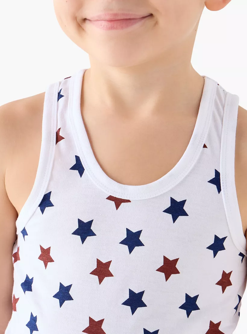 Juniors Star Print Vest with Round Neck - Set of 3-2