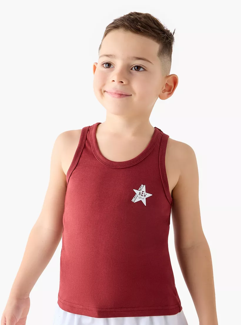 Juniors Star Print Vest with Round Neck - Set of 3-3
