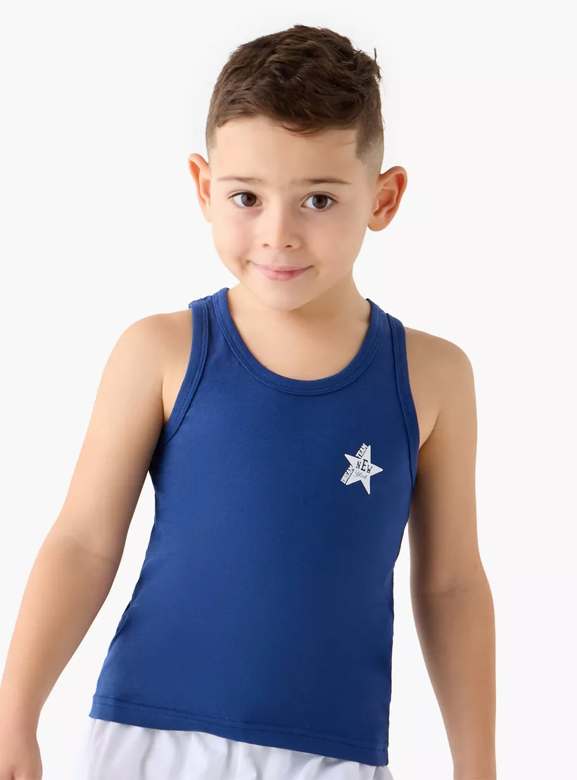 Juniors Star Print Vest with Round Neck - Set of 3-4