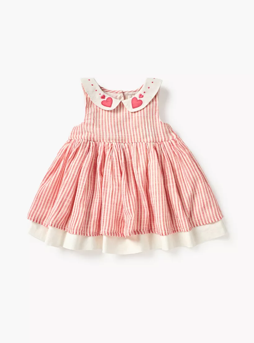 Juniors Striped Sleeveless Dress with Headband-2