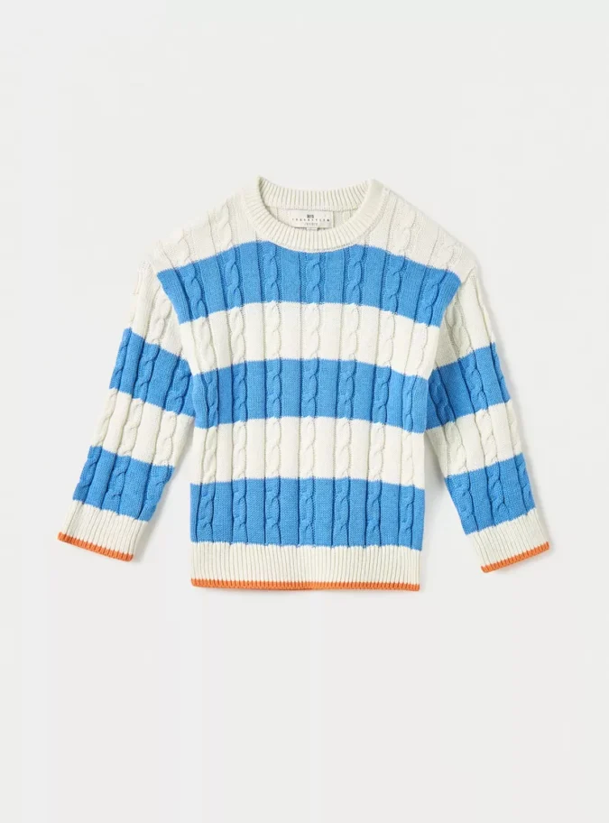 Juniors Striped Sweater with Long Sleeves-1