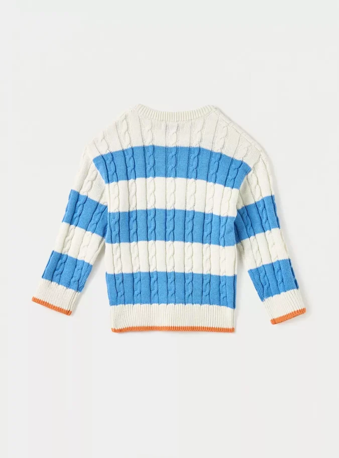 Juniors Striped Sweater with Long Sleeves-2