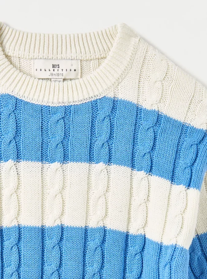 Juniors Striped Sweater with Long Sleeves-3