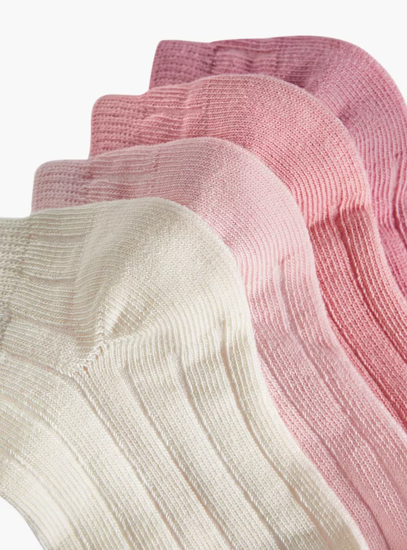 Juniors Textured Ankle Length Socks - Set of 4-4